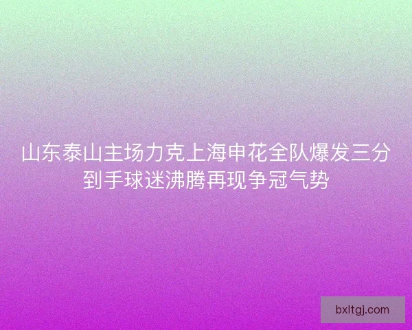 山东泰山主场力克上海申花全队爆发三分到手球迷沸腾再现争冠气势